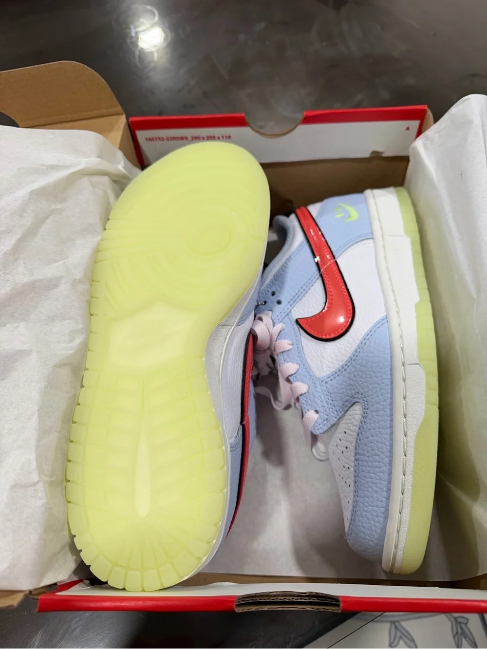 Nike Dunk Low BG- Light Blue, White & Red Swoosh